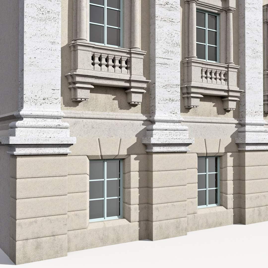 c4d trevi fountain building facade