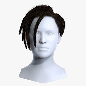 Realistic Dark Brown Side Swept Dreadlocks Hairstyle 3D Asset 3D model