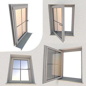 rigged window component 3d obj