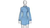 Girls High Neck Diagonal Buttons Coat Dress