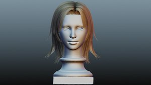 Female hair low poly 3D model