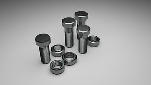3D Bolts and Nuts Set