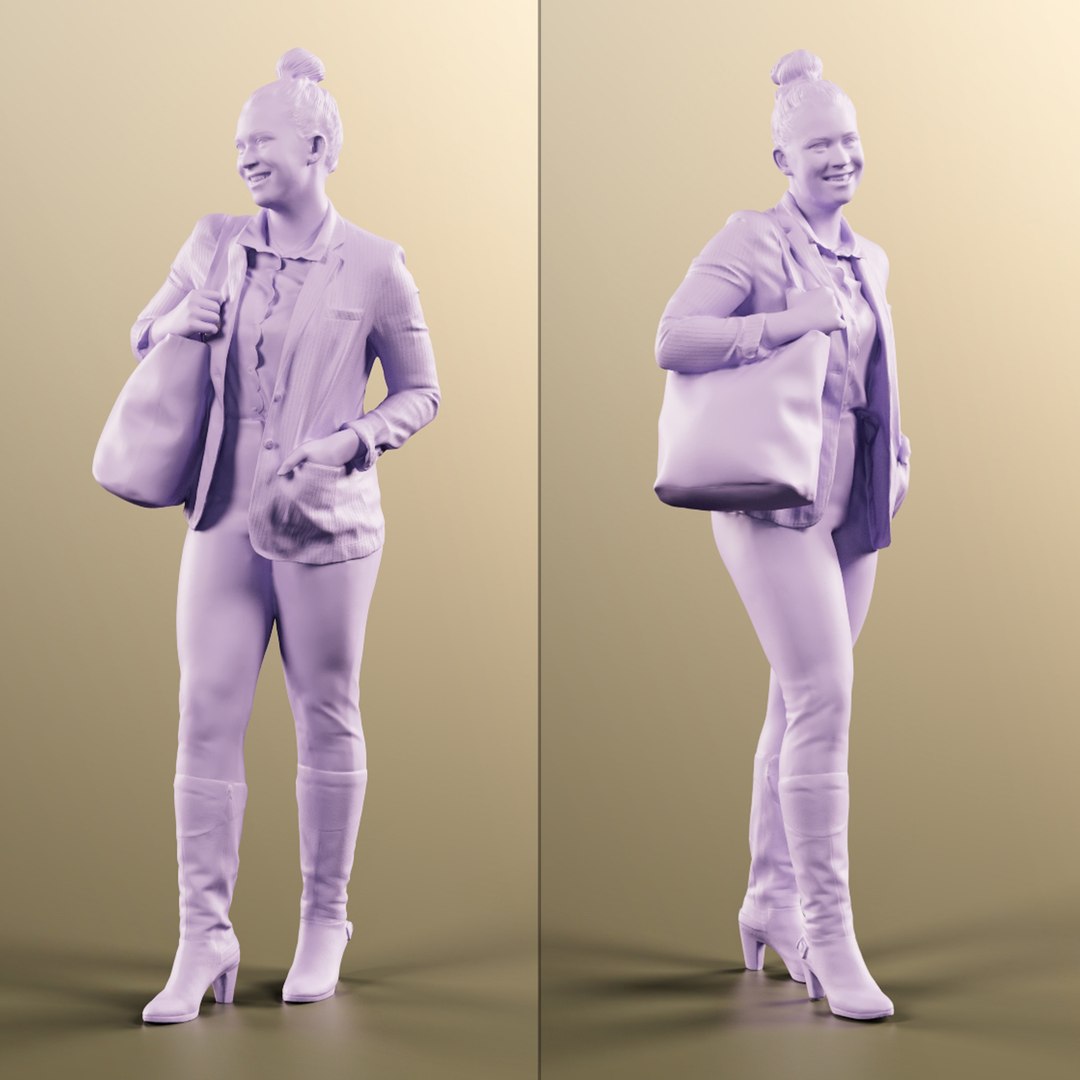 11715 Cora - Woman Walking In Fall Outfit With Bag 3D model ...