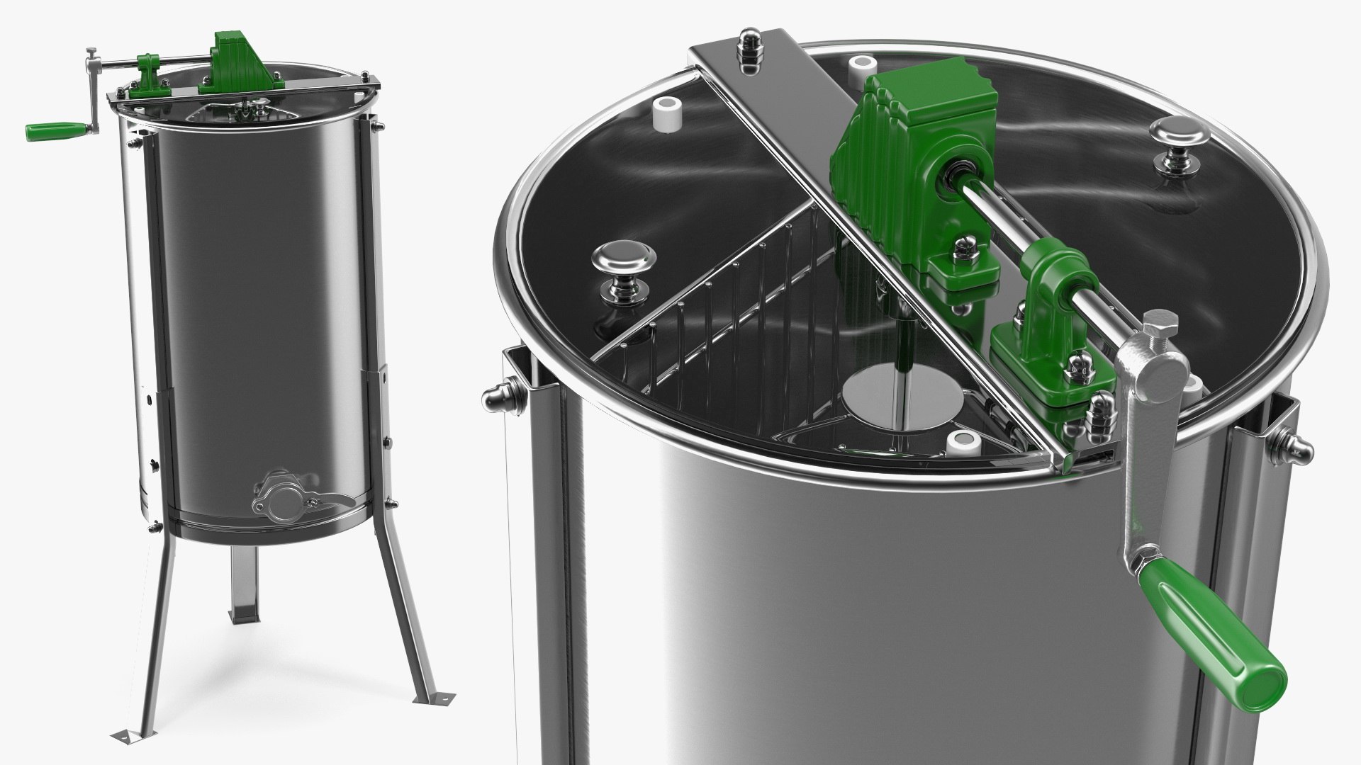 Stainless Steel Manual Honey Extractor 3D model for vehicle visualization, games, animation, transport scenes, and automotive rendering