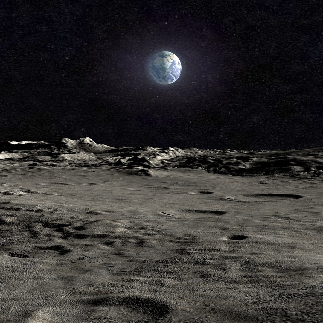 3d Scene Moon Surface Landscape Model