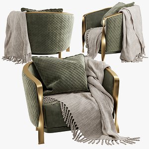 3D rugiano vetrina metal fabric armchair furniture gold pattern pilow 3dsmax vray corona design interio