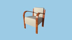 3D White and Wood Armchair - Furniture Interior Design model