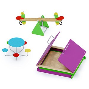 swing sandbox outdoor playground 3D model
