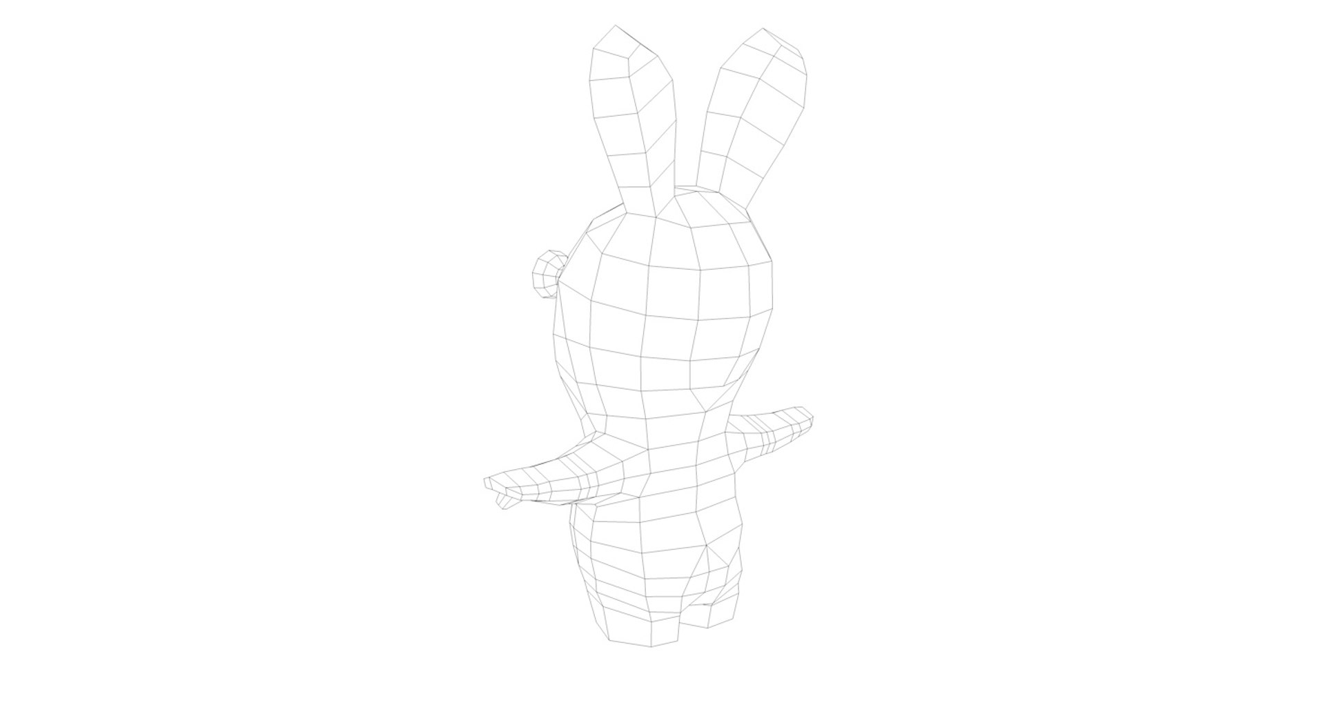 Rabbid Cartoon 3d Model