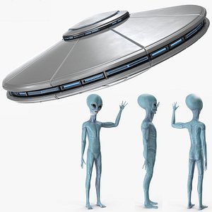 Space Alien with UFO Rigged Collection for Maya