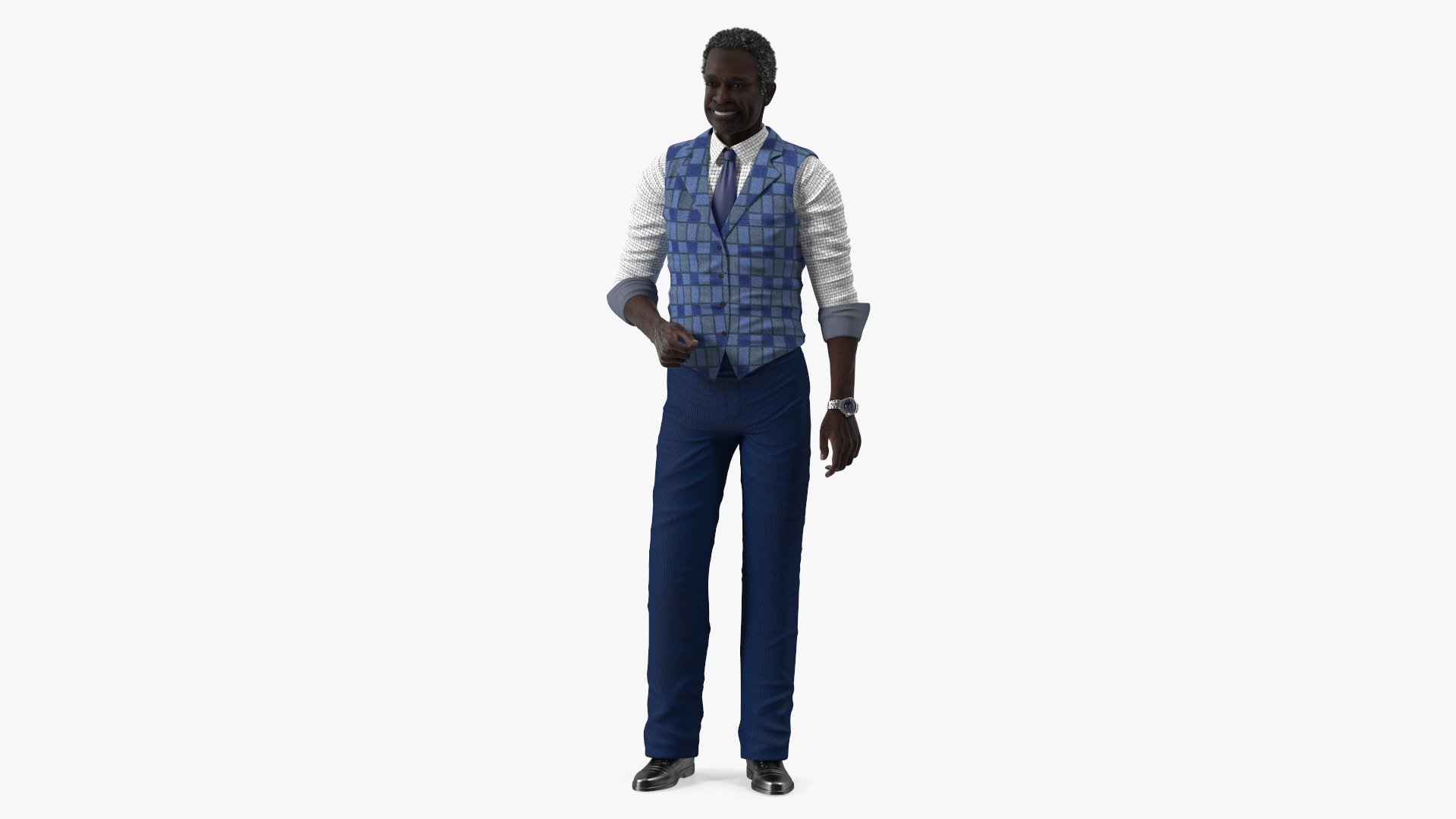 Afro American Grandpa Everyday Style Smiling 3D model preview