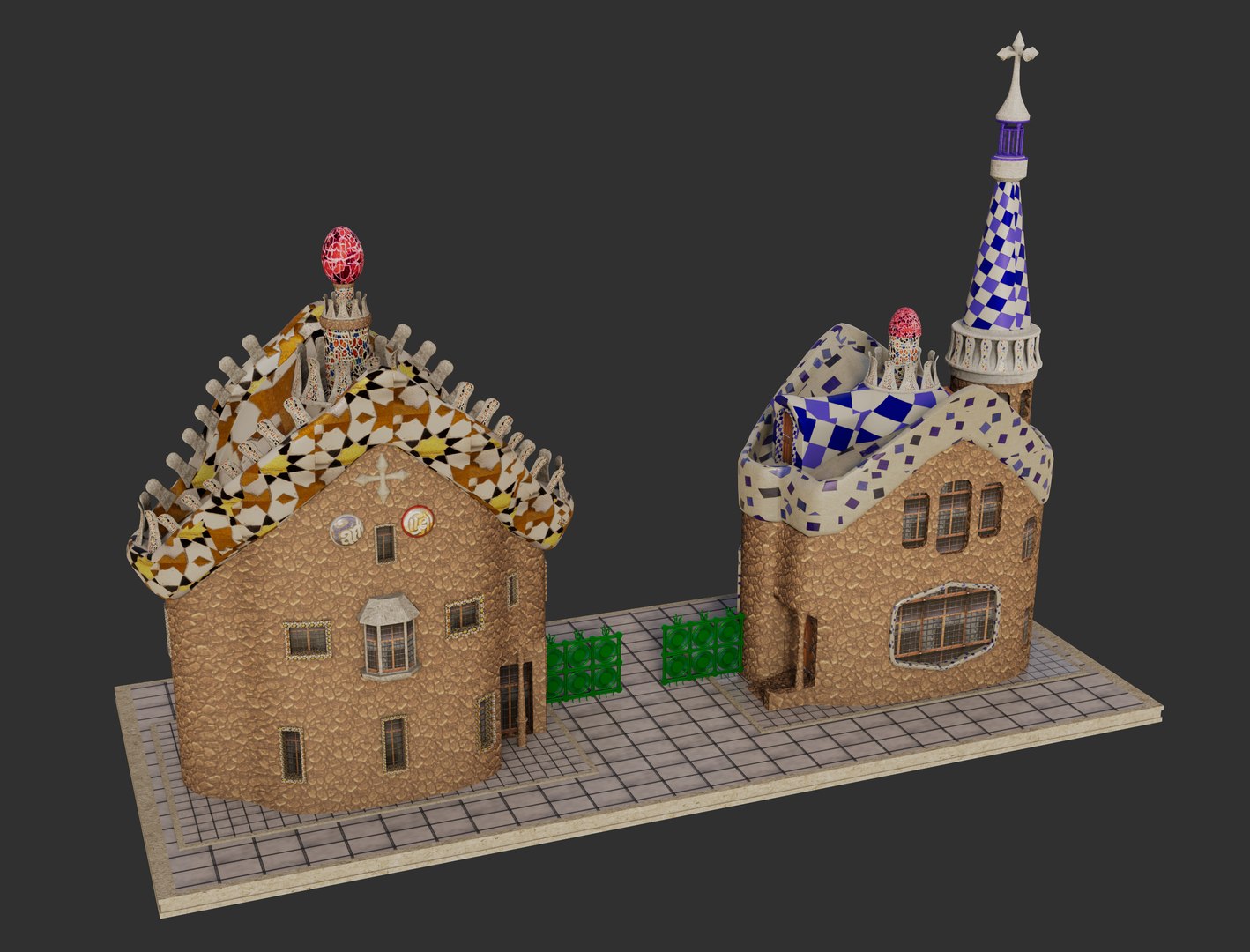 3D Park Guell Building Principal Gate model https://p.turbosquid.com/ts-thumb/p5/VbUrC2/qV/gate4/jpg/1730534165/1920x1080/fit_q87/202efc00f5b79114169363a389d9298c030b5a5a/gate4.jpg