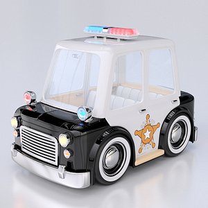 cartoon police car interior 3d model