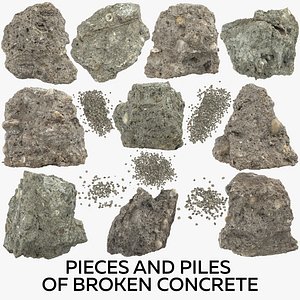 pieces piles broken concrete 3D model