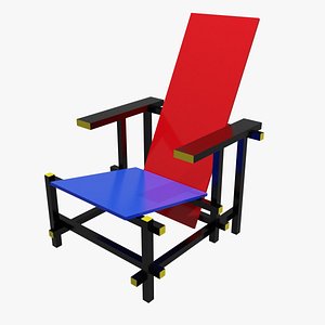 red and blue chair 3D