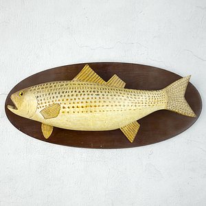 Carved Wood Fish Wall Hung Sculpture 3D model