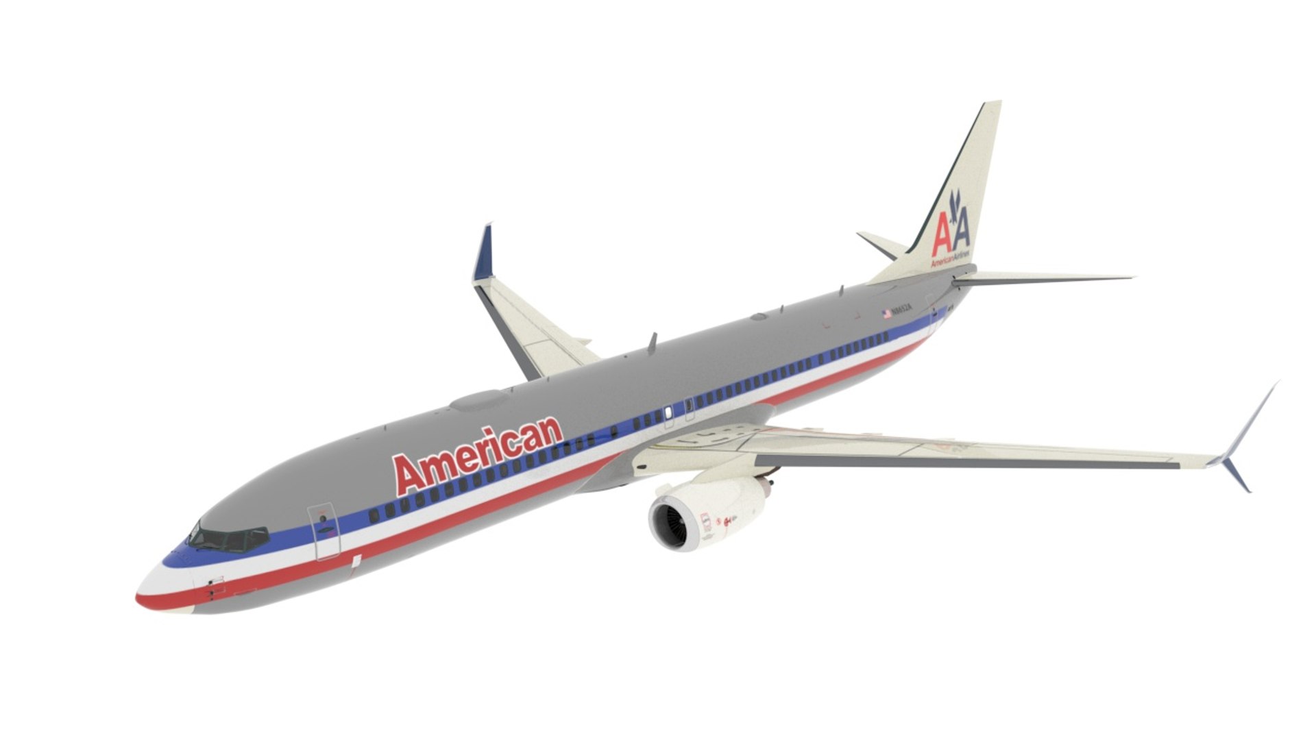 American Airlines Boeing 737-900 with Cabin and Doors Rigged for Cinema 4D 3D model preview