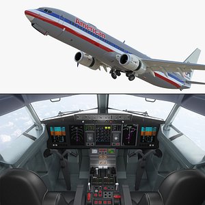 American Airlines Boeing 737-900 with Cabin and Doors Rigged for Cinema 4D