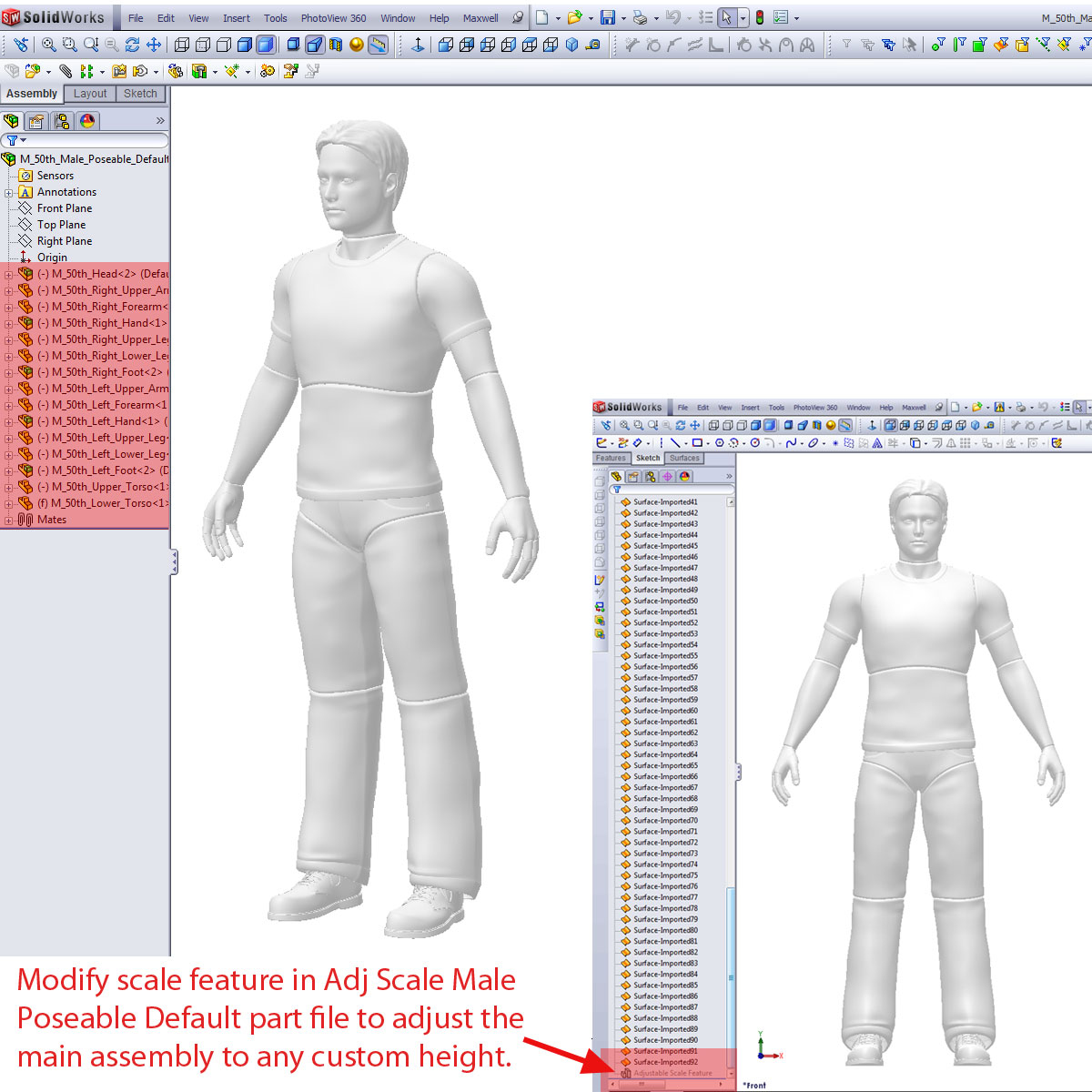 3d poseable male solidworks cad