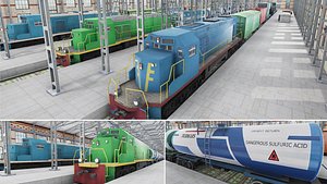 3D model Railway Trains Collection