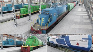 Railway Train Pack - Passenger and Cargo Wagons