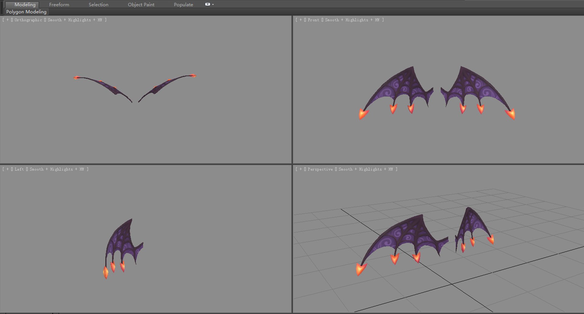 Cartoon Black Devil Wing - Halloween 3D Model - TurboSquid 2104543