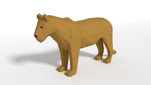 Low Poly Cartoon Female Lion