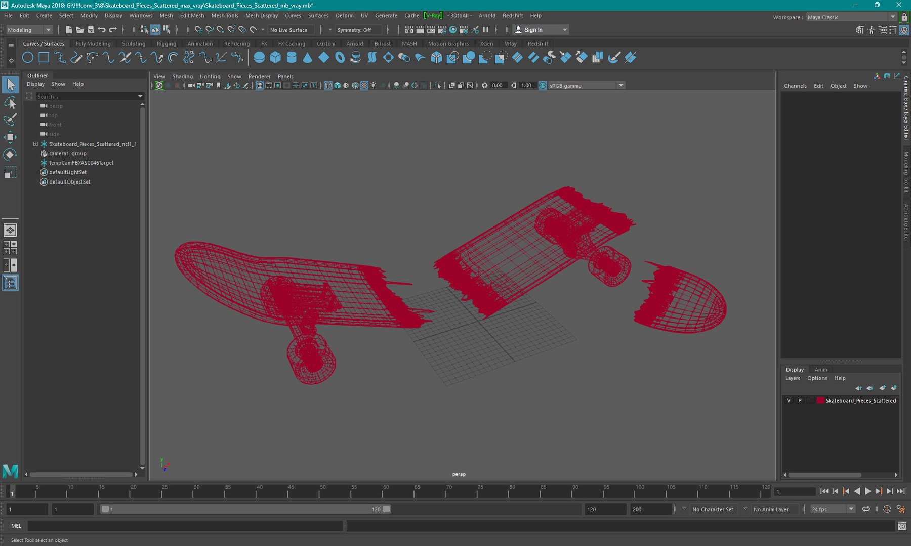 3D Skateboard Pieces Scattered Model - TurboSquid 2343076