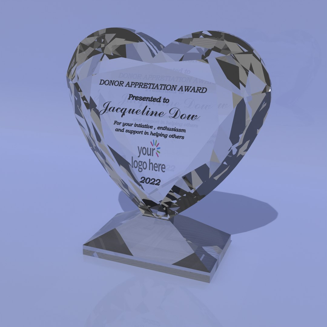 Crystal heart award 3D TurboSquid 1858898