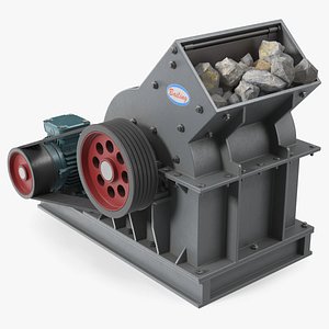 3D Bailing Hammer Mill Crusher Drive with Stones model