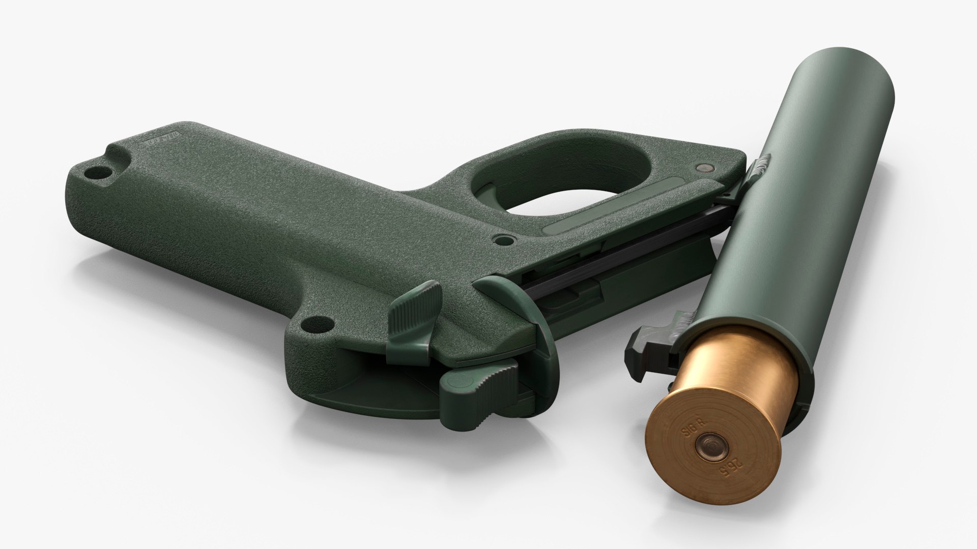 Compact Signal Weapon with Detached Flare Cartridge 3D model preview