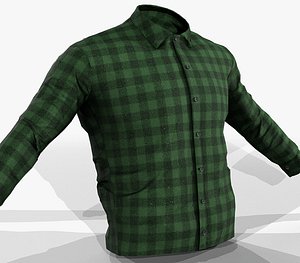 Green Flannel Button Up Shirt model