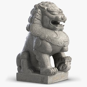 3D model sculpture thai lion guardian