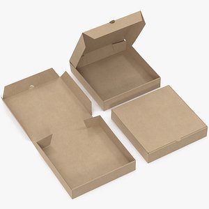 pizza boxes kraft paper 3D model