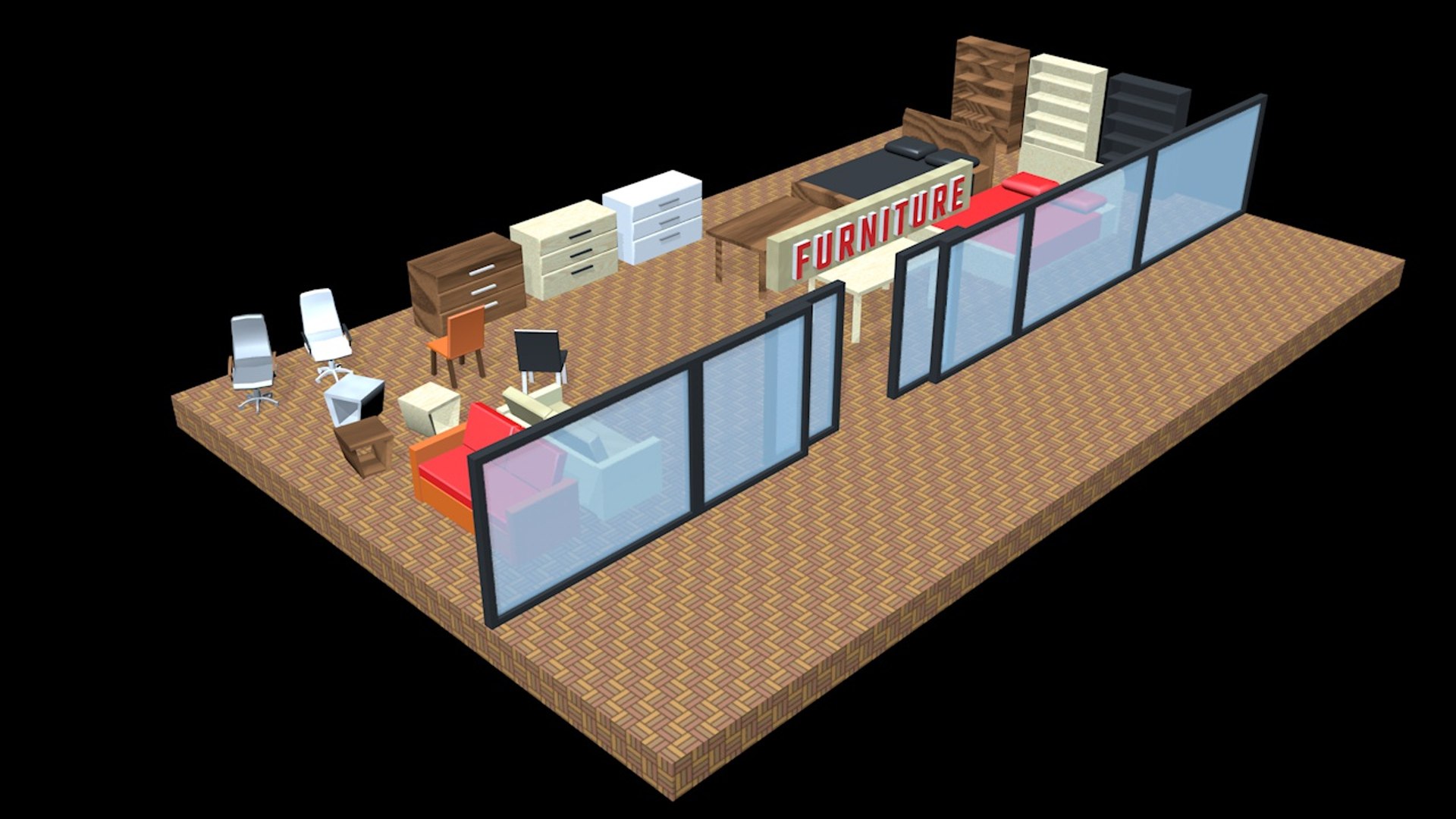 Isometric Shopping Mall Furniture Model - TurboSquid 1641514