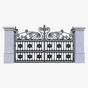 Ornate Wrought Iron Gate 3D Model Low Poly PBR 3D model