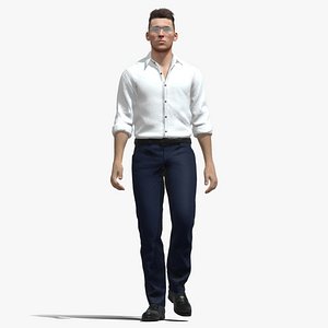 Rigged business man walking