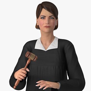 Female Judge Holding Gavel Rigged