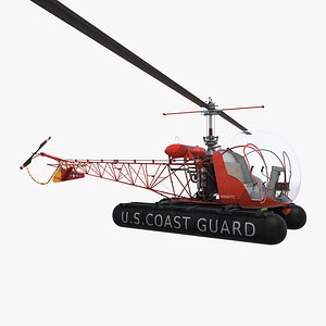 Bell 47 On Floats uscg Rigged 3D Model