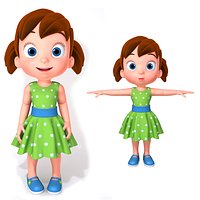 Cartoon Little Girl Rigged
