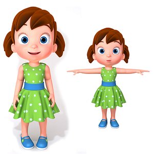 Cartoon Little Girl Rigged