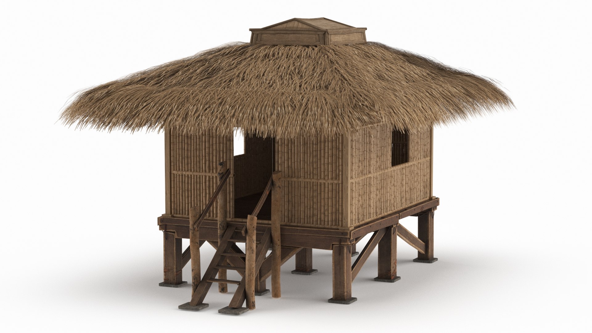 3D Elevated Bamboo Hut with Thatched Roof https://p.turbosquid.com/ts-thumb/p6/sYERyC/nB/elevated_bamboo_hut_with_thatched_roof_002/jpg/1759458915/1920x1080/fit_q87/84e39c563d8344da42a63c4a4a3e506bb8b87f6e/elevated_bamboo_hut_with_thatched_roof_002.jpg