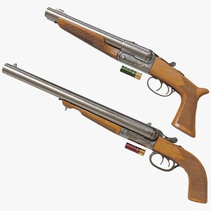 Small Medium Shotgun Silver Single Mat All PBR Unity UE Textures