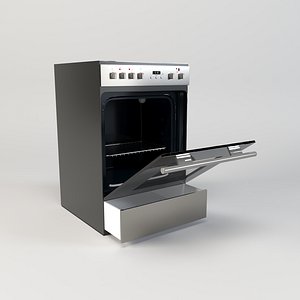 electric oven with glass ceramic cooktop 3D model