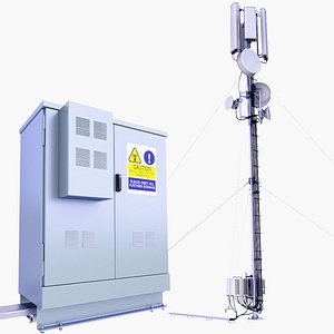 Cell Phone Tower 12 and Base Station Box SET 3D