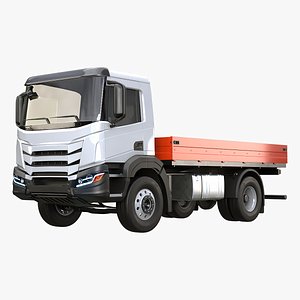 Realistic Flatbed Truck 3D