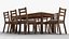 Realistic Wooden Dining Table with 8 Cushioned Chairs - PBR Textured Furniture 3D Model for Interior