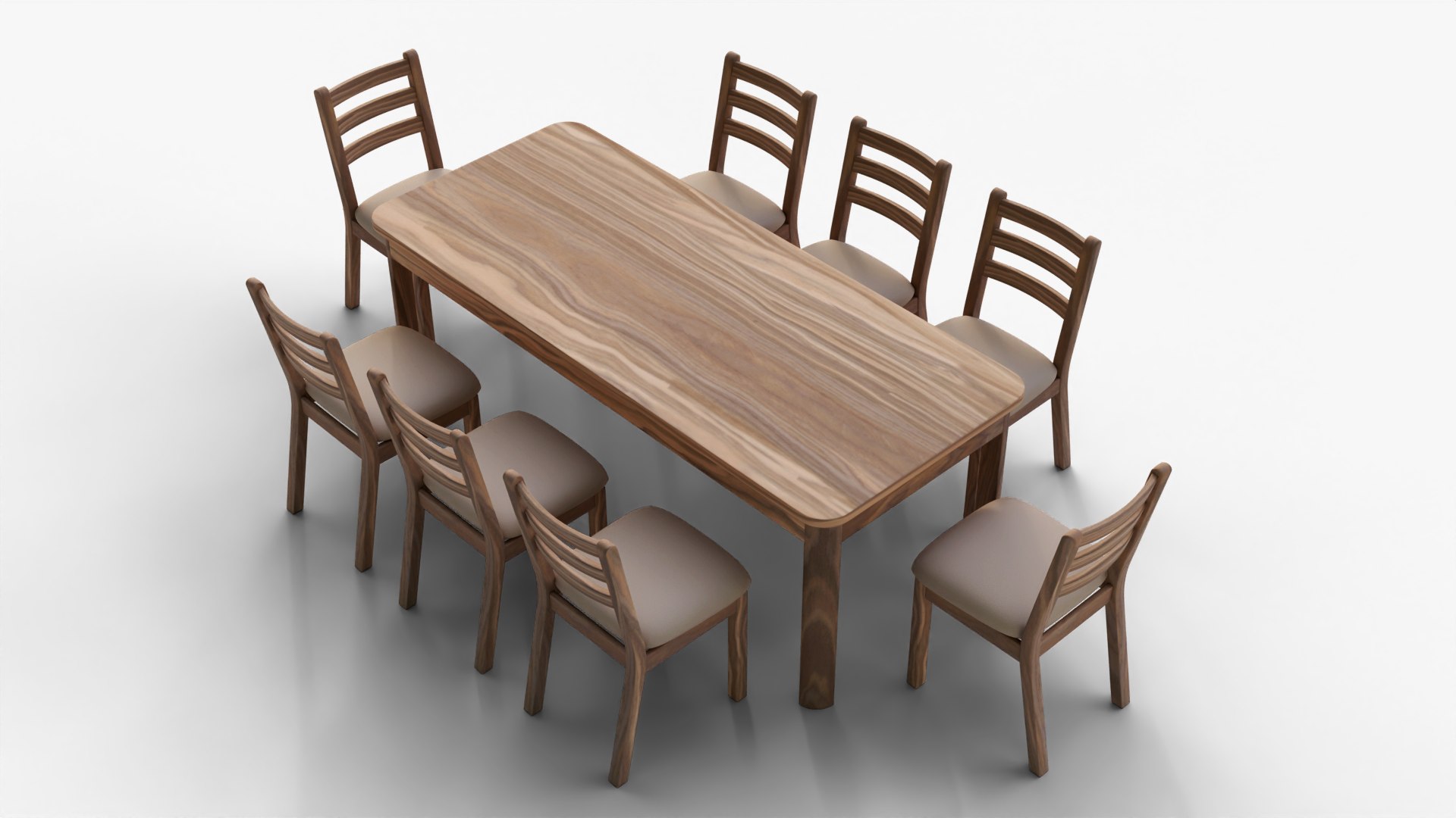 Realistic Wooden Dining Table with 8 Cushioned Chairs - PBR Textured Furniture 3D Model for Interior 3D https://p.turbosquid.com/ts-thumb/p7/R4PS5y/CW/130008copy/png/1761018087/1920x1080/fit_q87/ae10590bd51c17fa6ae4836c5259f54144f49265/130008copy.jpg