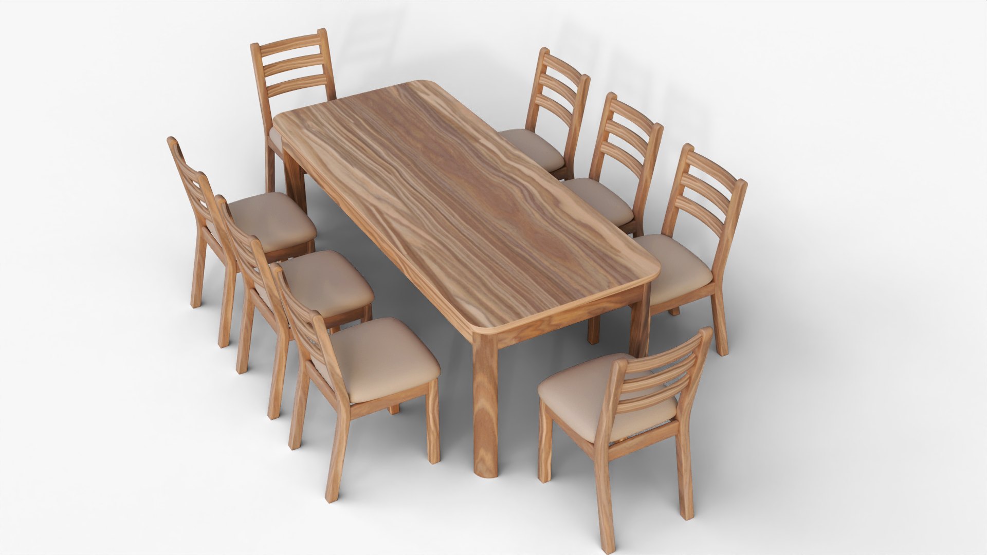 Realistic Wooden Dining Table with 8 Cushioned Chairs - PBR Textured Furniture 3D Model for Interior 3D https://p.turbosquid.com/ts-thumb/p7/R4PS5y/hI/130003copy/png/1761018084/1920x1080/fit_q87/2c667555e970fa9c8d608367e8c1884a3c221f09/130003copy.jpg