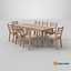Realistic Wooden Dining Table with 8 Cushioned Chairs - PBR Textured Furniture 3D Model for Interior